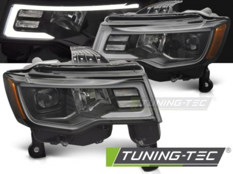 LED Tagfahrlicht Design Scheinwerfer Set für Jeep Grand Cherokee WK2 16-21 schwarz